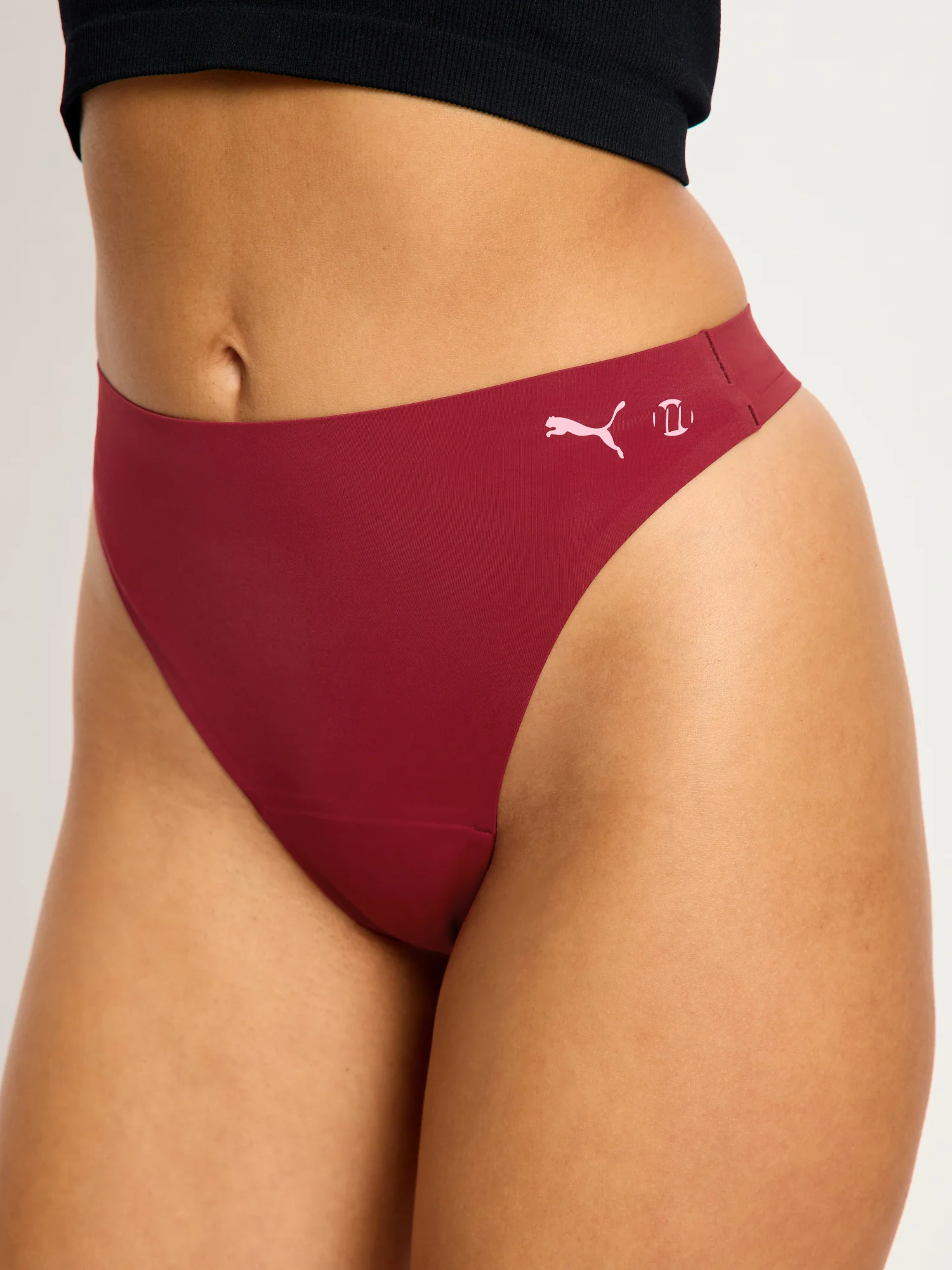 Puma X Modibodi Seamfree Active Hi Waist Thong Light Caramelised Red 3 Pack - Image 5