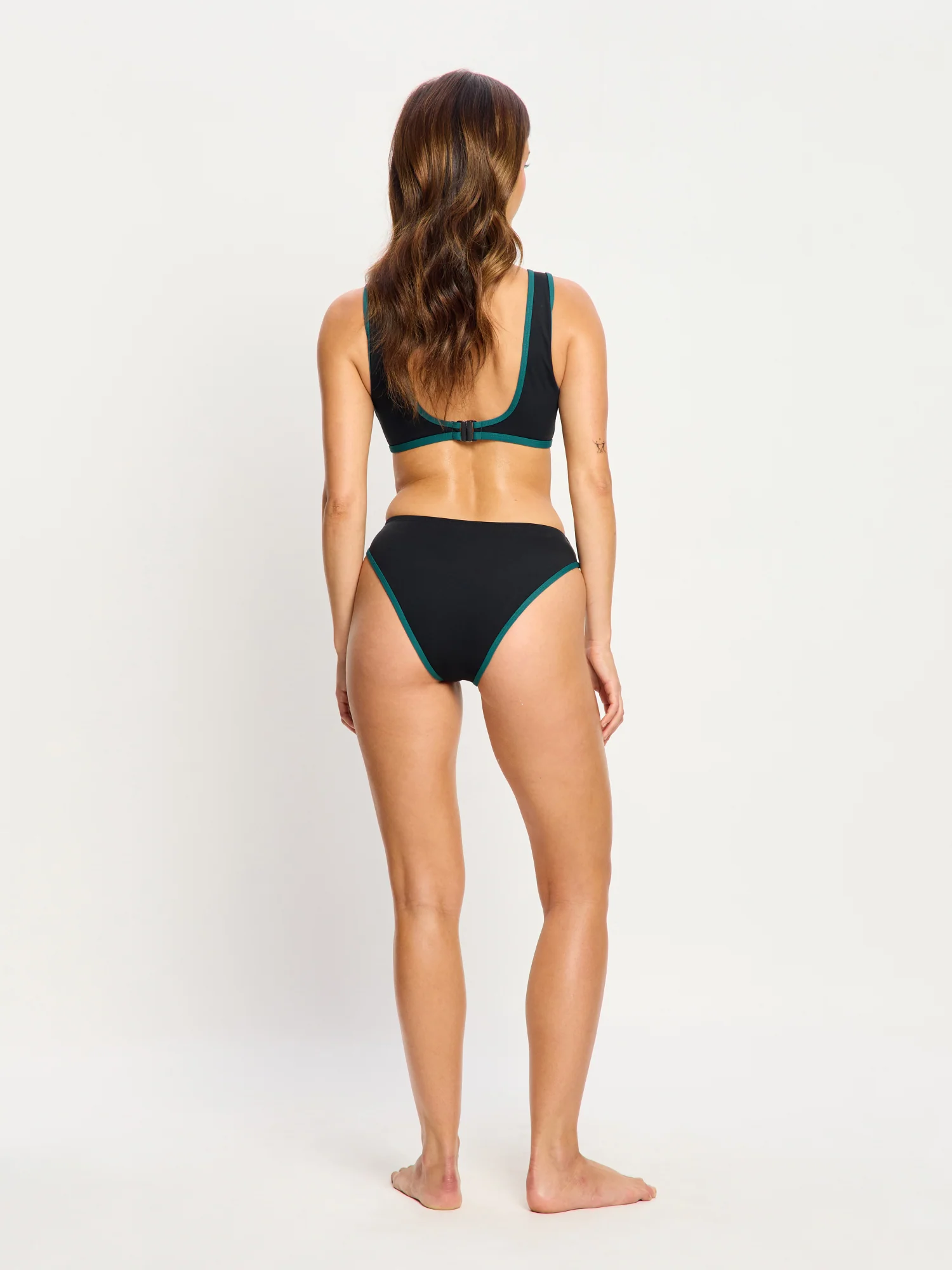 Puma X Modibodi Swimwear Scoop Bikini Top & Hi-Leg Cheeky Bottom Black Orchid - Image 3