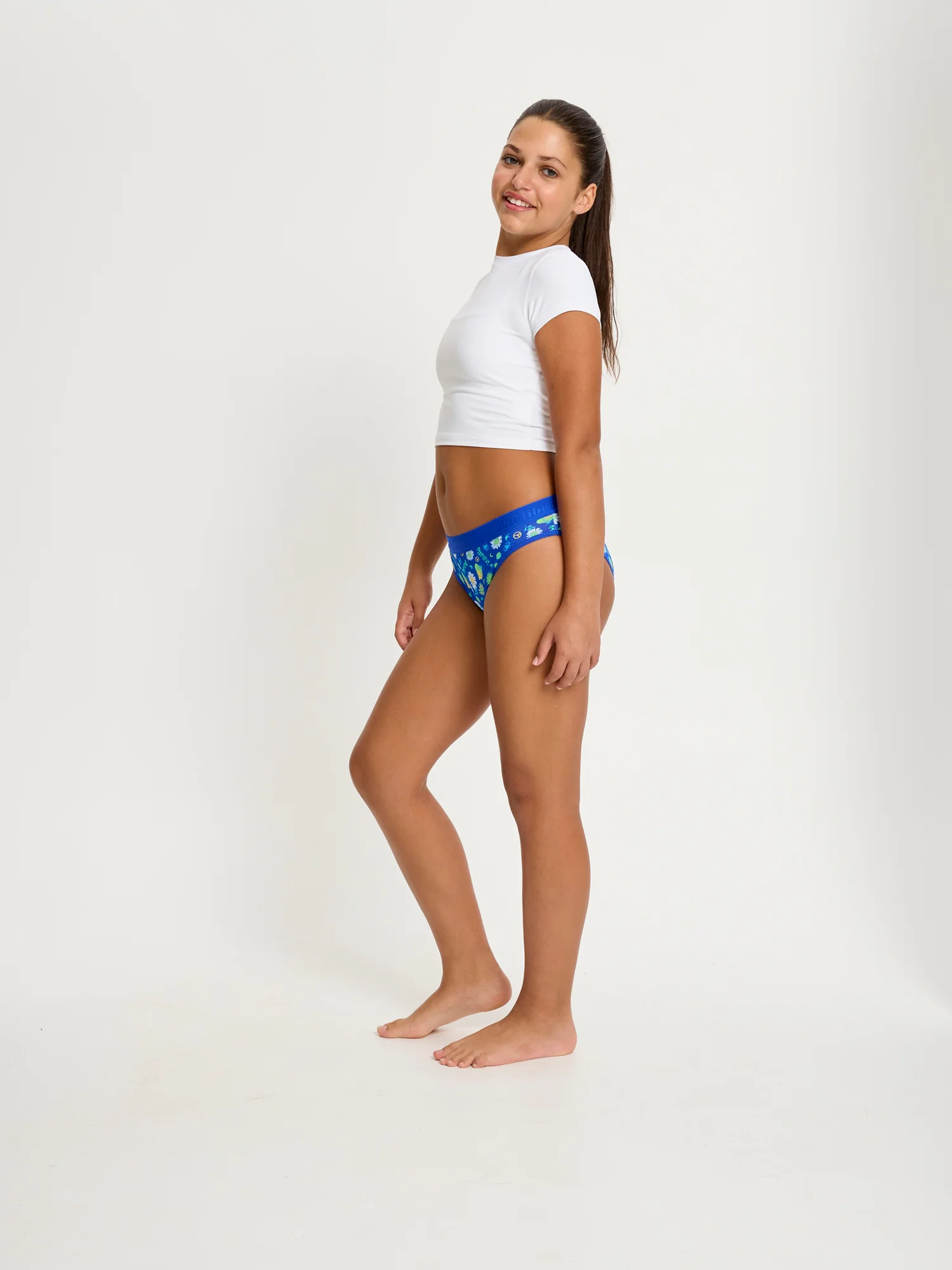 SmileyWorld® | Modibodi Teen Hipster Bikini Moderate Boho Botanical Blue - Image 2