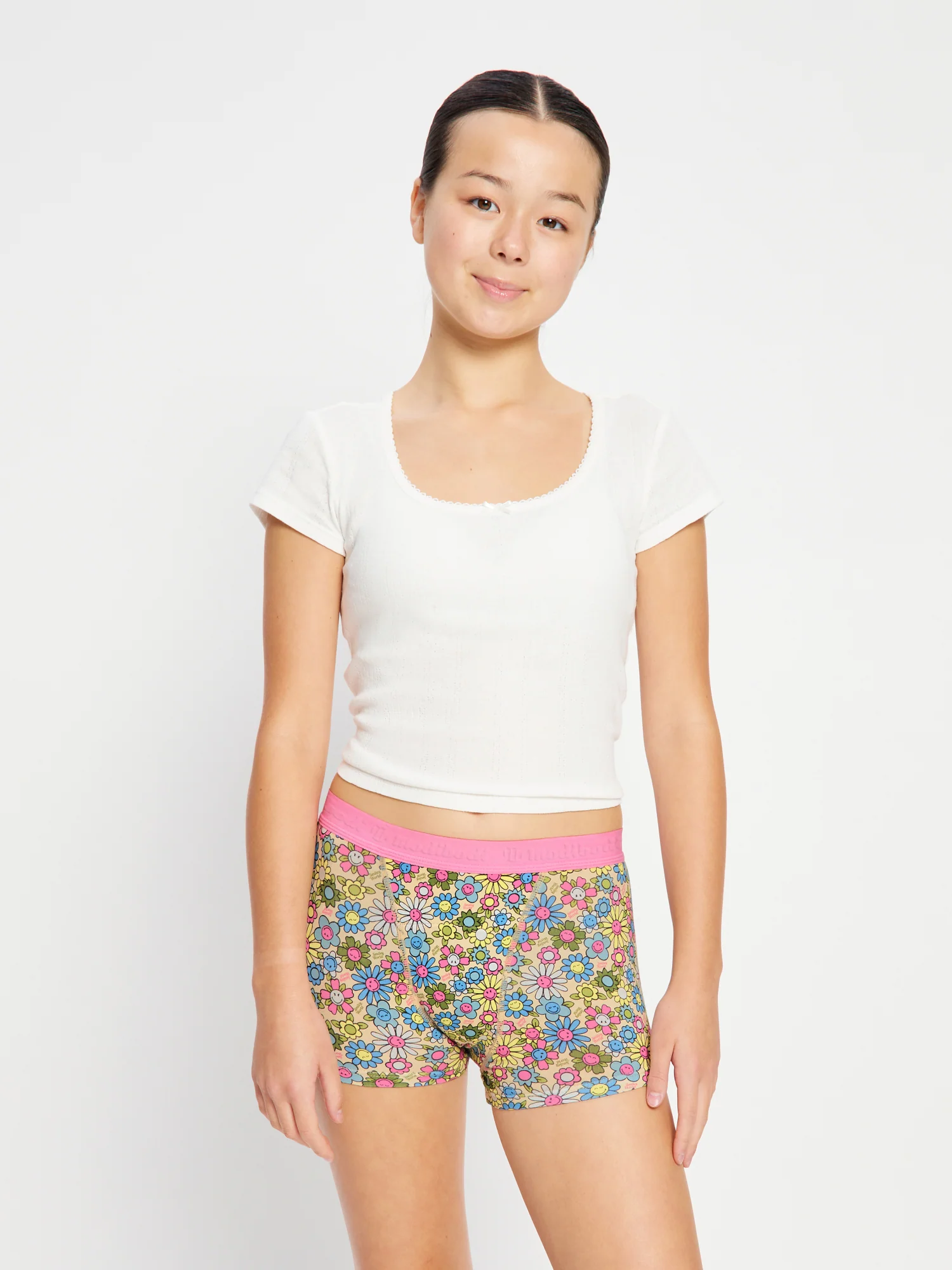 SmileyWorld® | Modibodi Teen Hipster Boyleg and Hipster Boyshort 2 Pack Bubbly Blossom Pink - Image 7