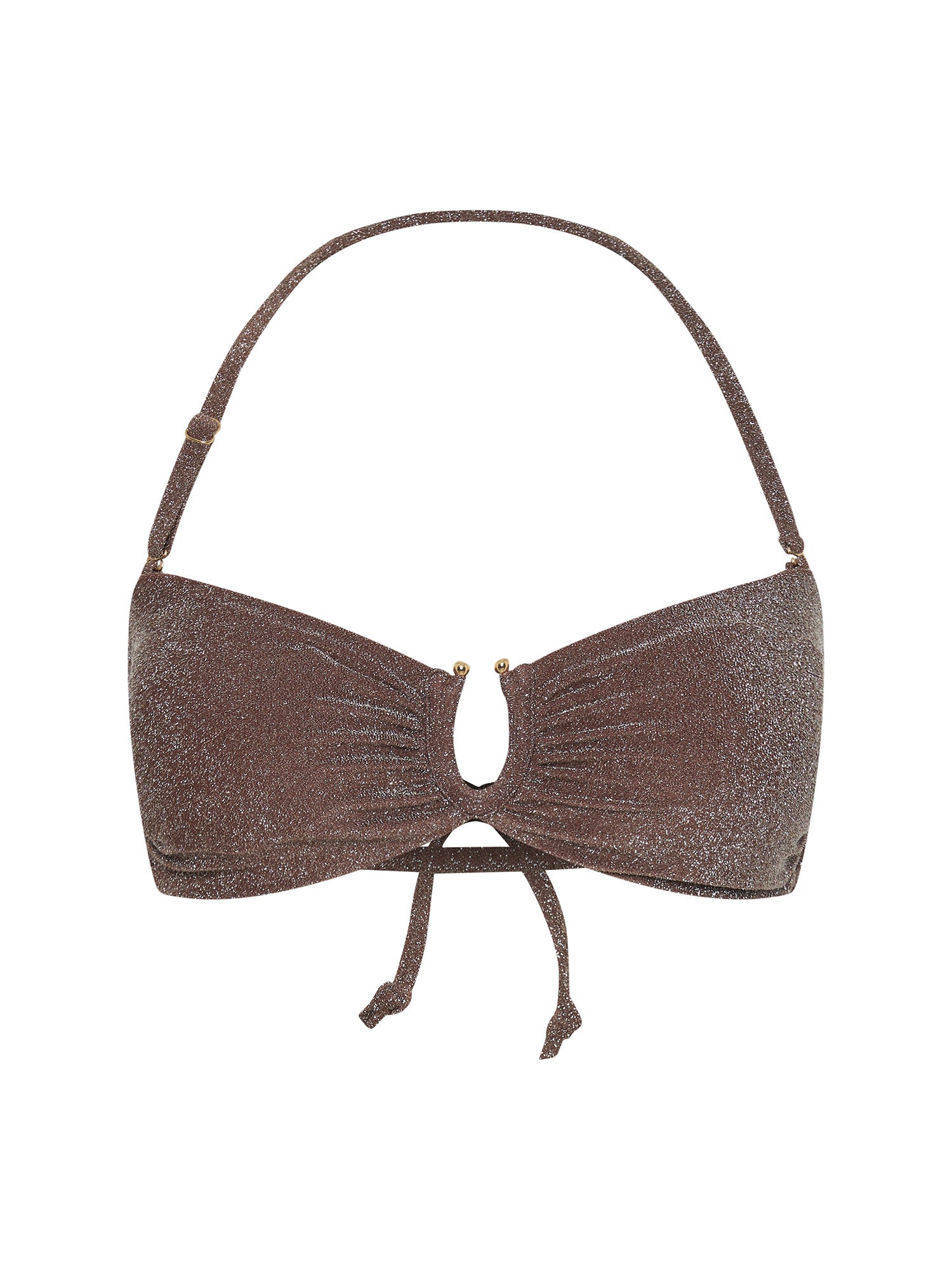 Swimwear Shimmer Tie Back Bandeau Top Espresso - Image 6