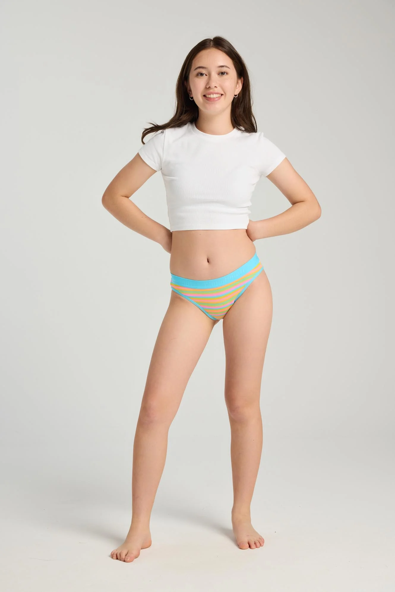 Teen Hipster Bikini Moderate Pony Stripe Pink - Image 2