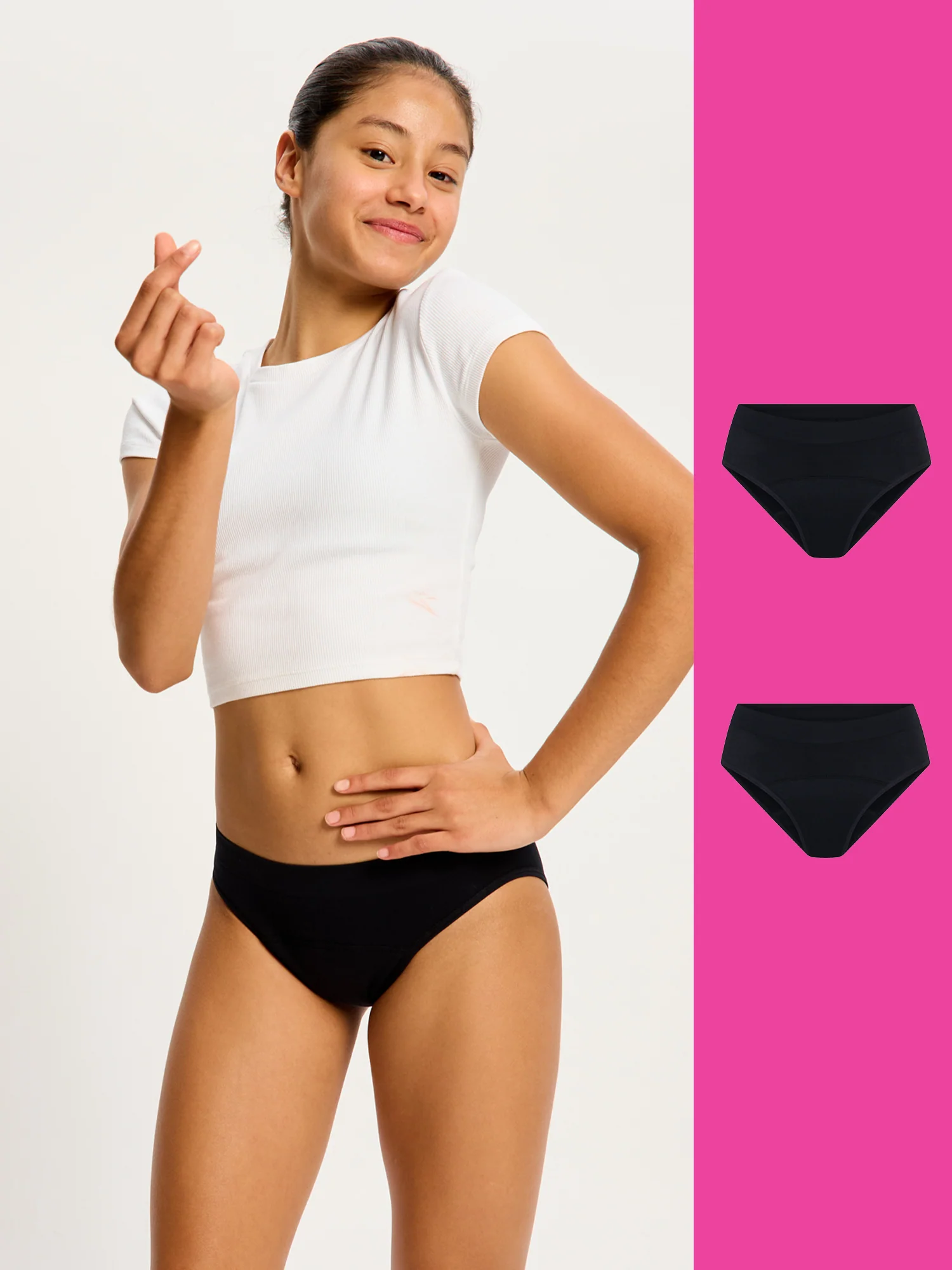Teen Soft Stretch Seamless Hipster Bikini 2 Pack Moderate Black