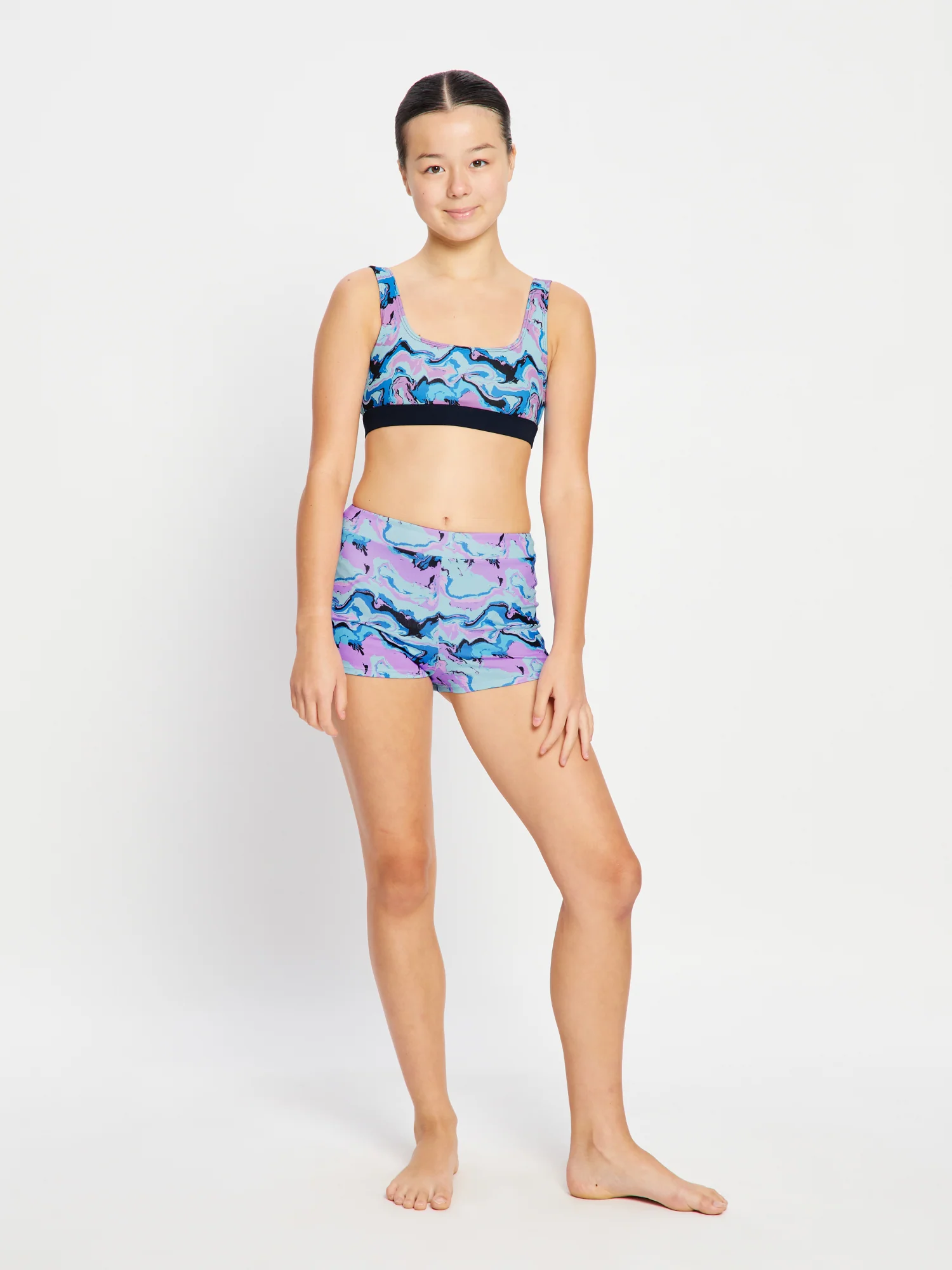 Teen Swimwear Performance Reversible Crop Top & Hi Waist Short Set - Image 4