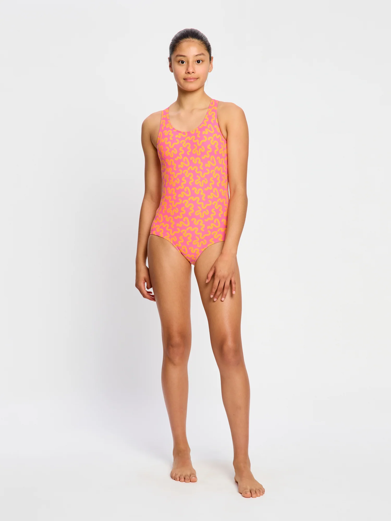 Teen Swimwear Racerback One Piece Light Wavy Pink